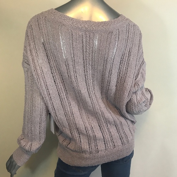 ASTR The Label Lavender Wrap Front Pointelle Knit V-Neck Sweater XL NEW! - Picture 9 of 16